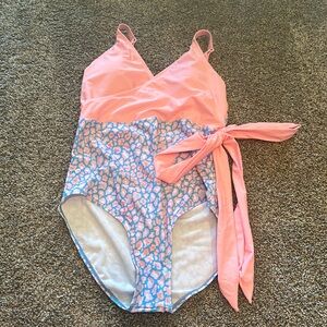 Pink & Periwinkle Leopard Tie Swimsuit Size Medium
